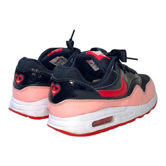 Nike Air Max 1 QS GS Valentine's Day Black Red Pink Sneaker 7Y 8.5W AO1026-001 - Picture 9 of 12